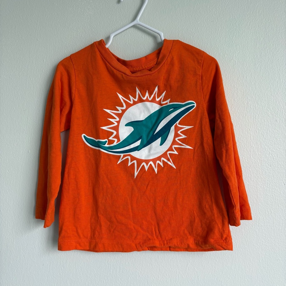 NFL Orange Long Sleeve Kids Tee with Dolphin Logo